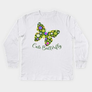 Lovely Butterflies Design - Cute Butterfly Kids Long Sleeve T-Shirt